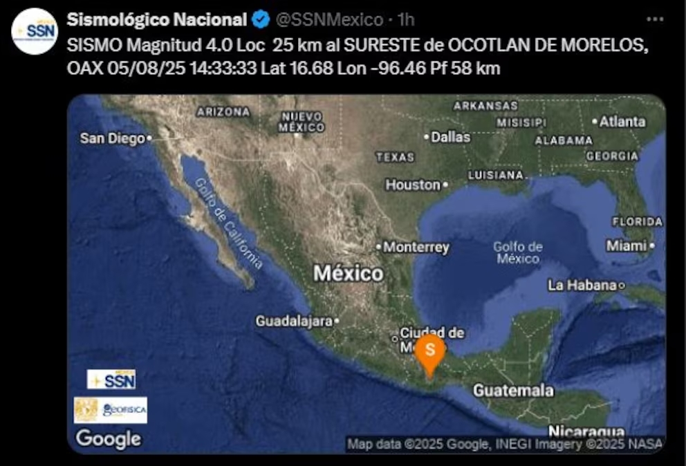 Sismos sacudieron Oaxaca y Chiapas; no se reportaron daños mayores Sismos sacudieron Oaxaca y Chiapas; no se reportaron daños mayores