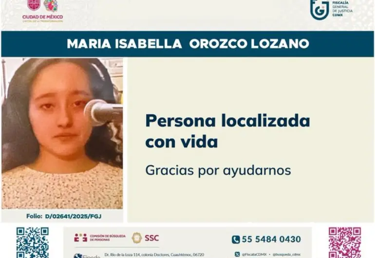 Fiscalía CDMX responde dónde está la menor María Isabella Orozco Lozano Fiscalía CDMX responde dónde está la menor María Isabella Orozco Lozano