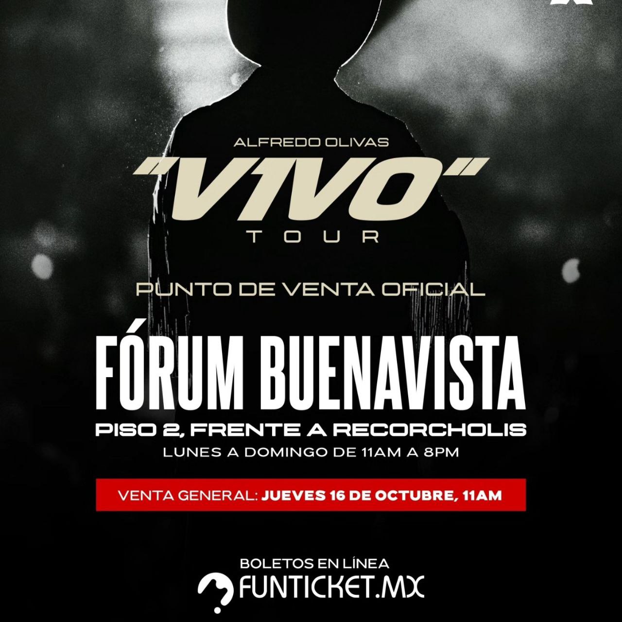 Hoy jueves 16 de octubre arranca la venta de boletos en CDMX de Alfredo Olivas Hoy jueves 16 de octubre arranca la venta de boletos en CDMX de Alfredo Olivas